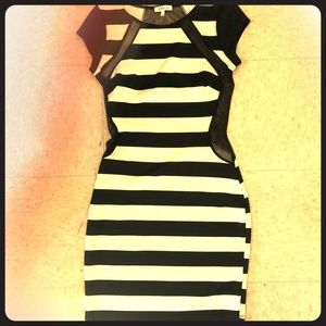 JustFab striped black and white bodycon dress